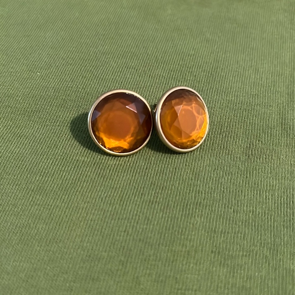 Clip on amber stoned earrings